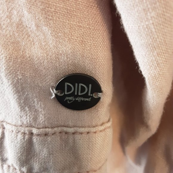 DiDi Women's 100% Linen Embroidered Moto Blazer Blush Beige Size Large - Picture 5 of 14